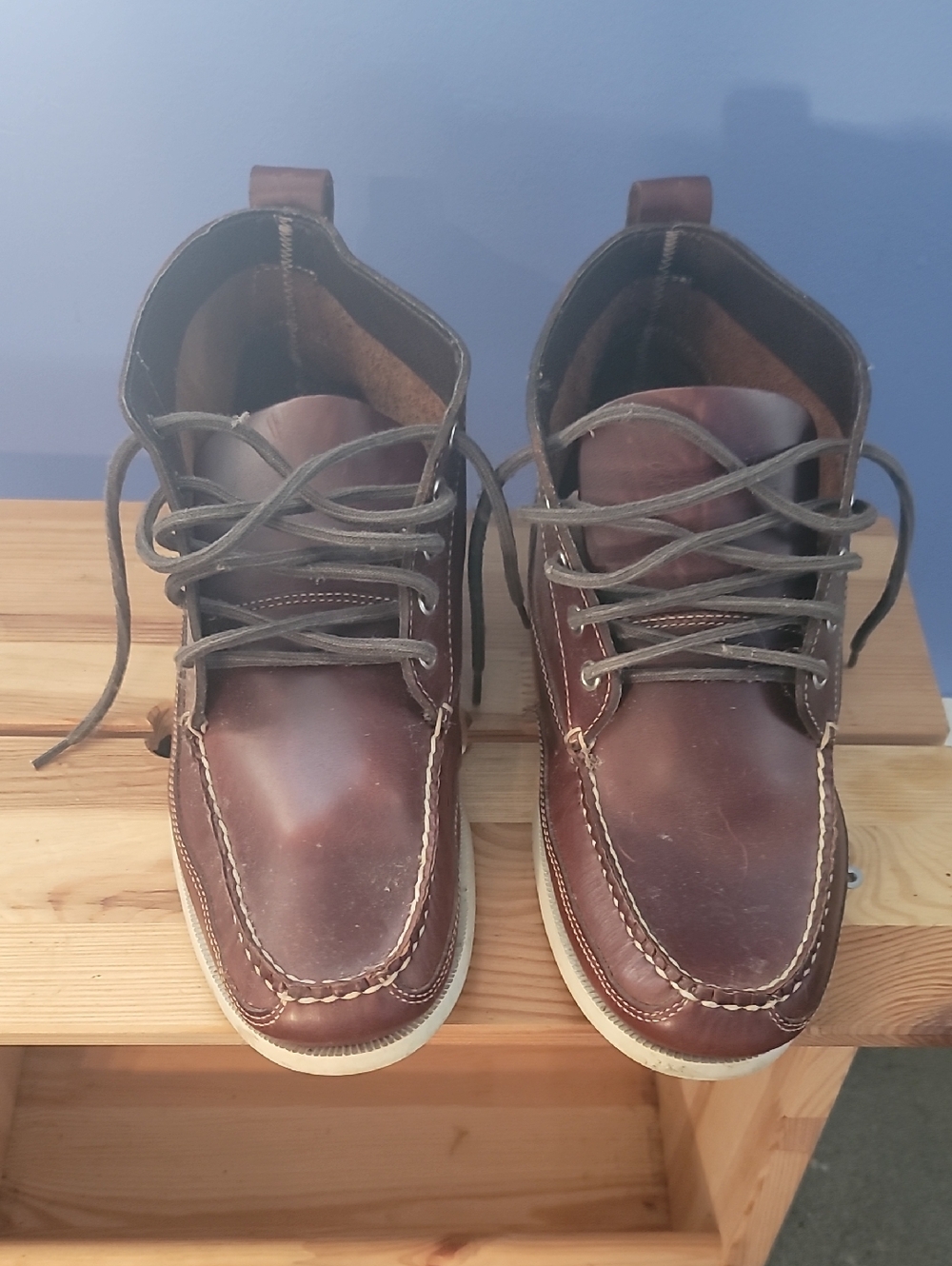 Men's GH Bass Brown Leather Moc Toe Lace-Up Boots